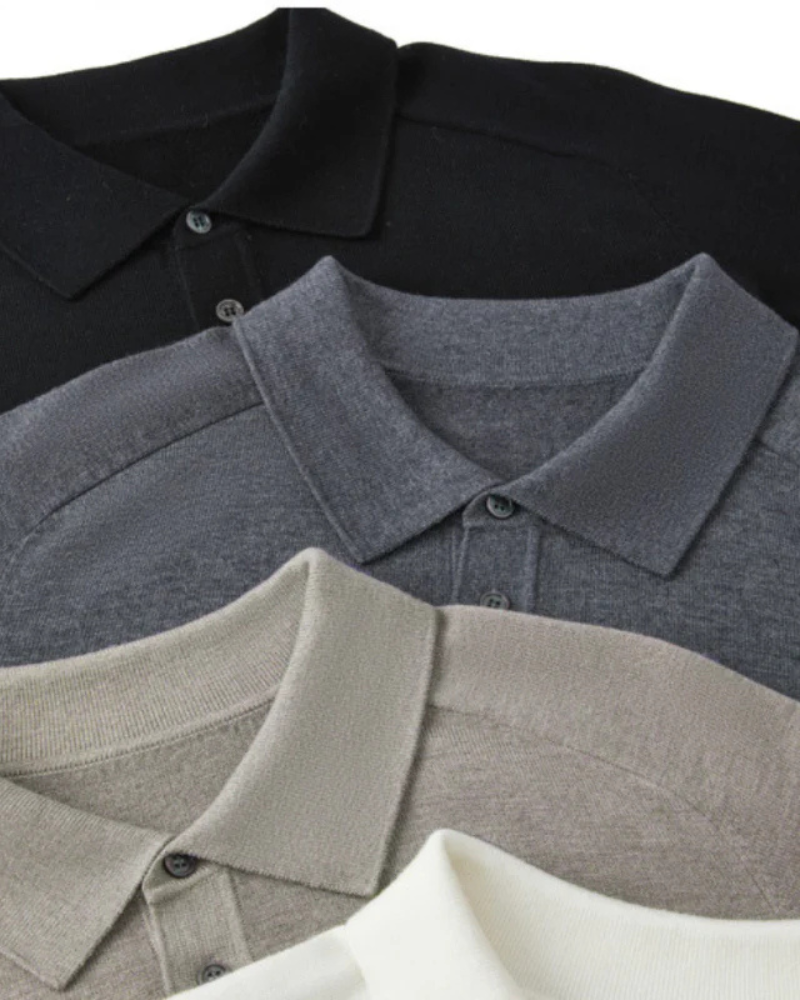 Merino Wool Long Sleeve Polo