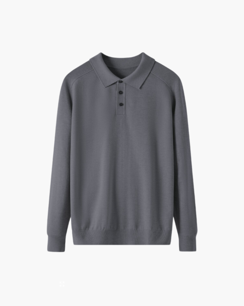Merino Wool Long Sleeve Polo