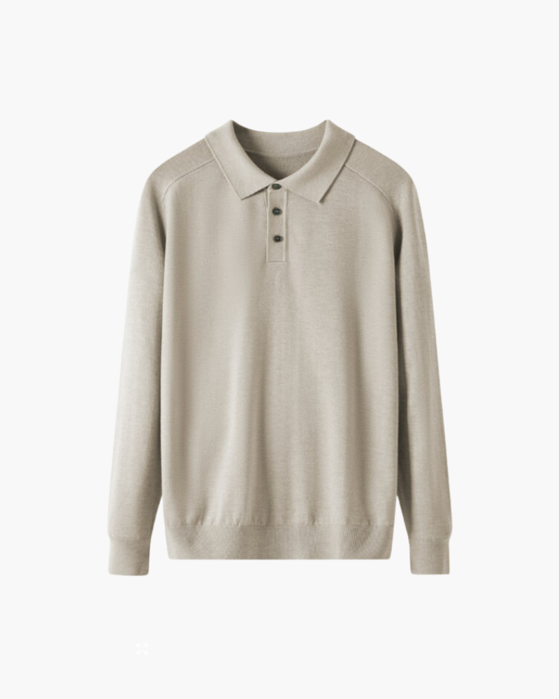Merino Wool Long Sleeve Polo