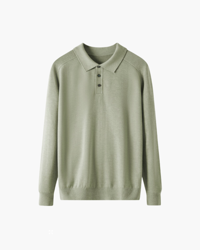 Merino Wool Long Sleeve Polo