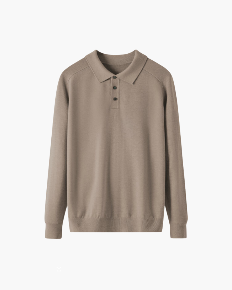 Merino Wool Long Sleeve Polo